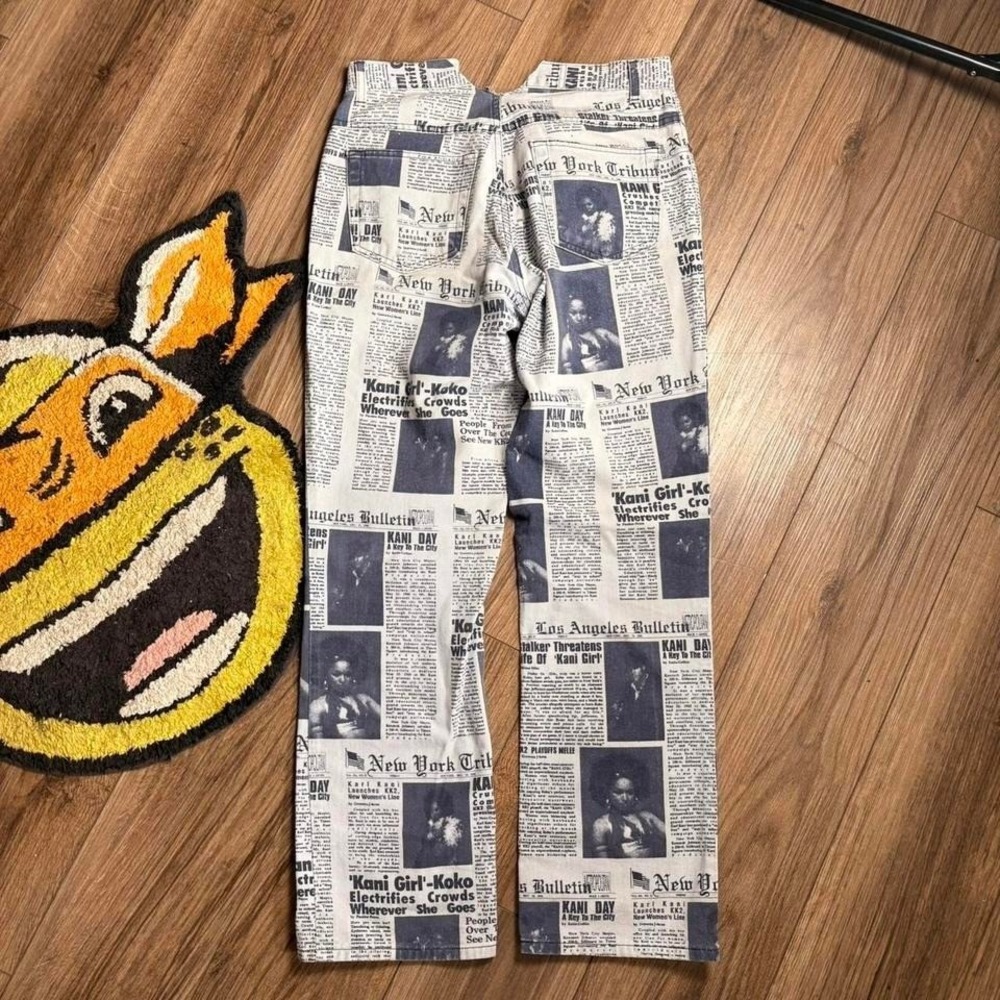 Rare Karl Kani newspaper print jeans  (0199)